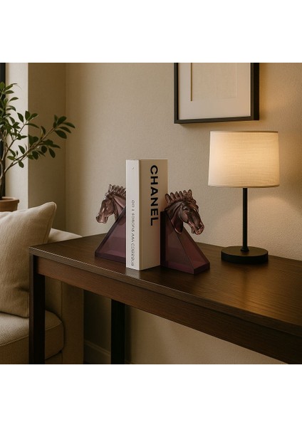 Ishtar Dekor - Dekoratif Epoksi 2'li At Kitap Tutucu Üçgen Model - Mor fiyatları