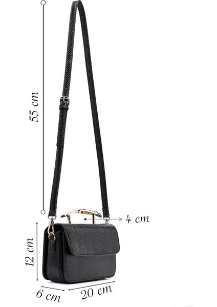 Kadın Siyah Uzun Askılı Desenli Mini Kol Çantası 25ABD250840 fiyatları