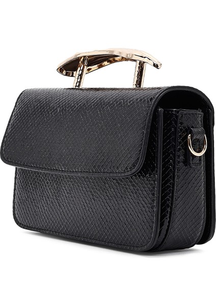 Kadın Siyah Uzun Askılı Desenli Mini Kol Çantası 25ABD250840 indirimleri