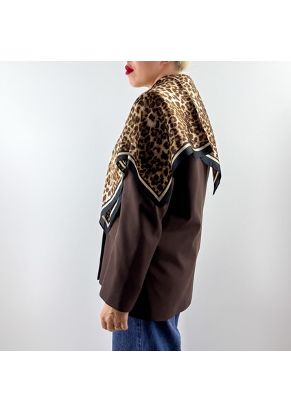 Leopar Desen Saten Fular