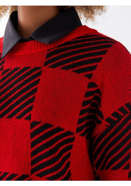 Yeni Sezon Bisiklet Yaka Desenli Uzun Kollu Kadın Oversize Triko Kazak fırsatları