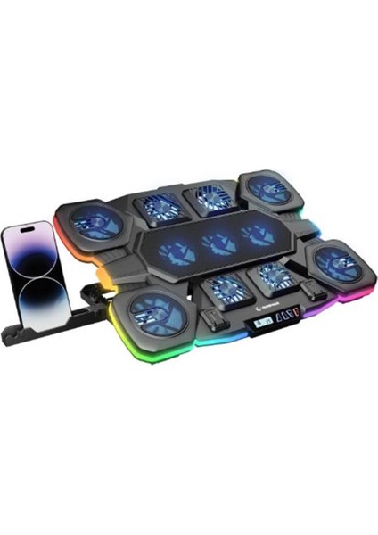 S50 Rgb Işıklı 11 Fanlı LCD Göstergeli 1 Type C 1 USB Girişli Notebook Soğutucu fiyatları