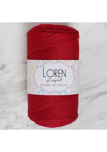 Loren Polyester Soft Macrame Koyu Kırmızı El Örgü Ipi - LM020 - 34433