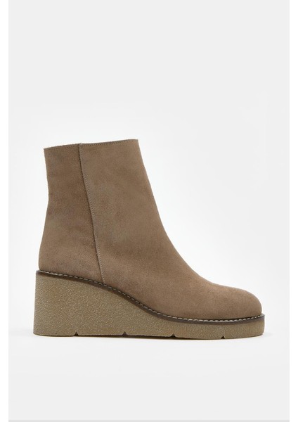 Maranda Vizon Süet Hakiki Deri Dolgu Topuk Bot