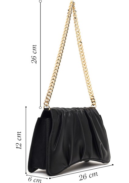 Kadın Siyah Zincir Askılı Klasik Omuz Çantası 25ABD270018 fiyatları