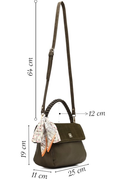 Kadın Haki Uzun Askılı Süet Deri Omuz Çantası 25WBD253314 fiyatları