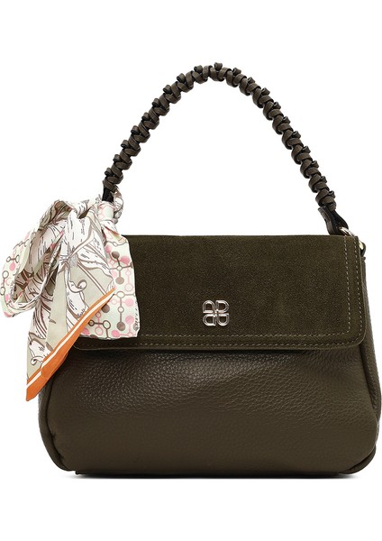 Kadın Haki Uzun Askılı Süet Deri Omuz Çantası 25WBD253314 fırsatları