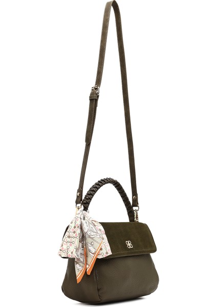 Kadın Haki Uzun Askılı Süet Deri Omuz Çantası 25WBD253314