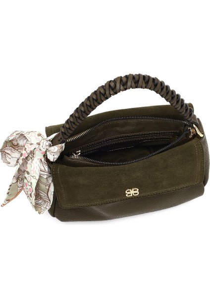 Kadın Haki Uzun Askılı Süet Deri Omuz Çantası 25WBD253314