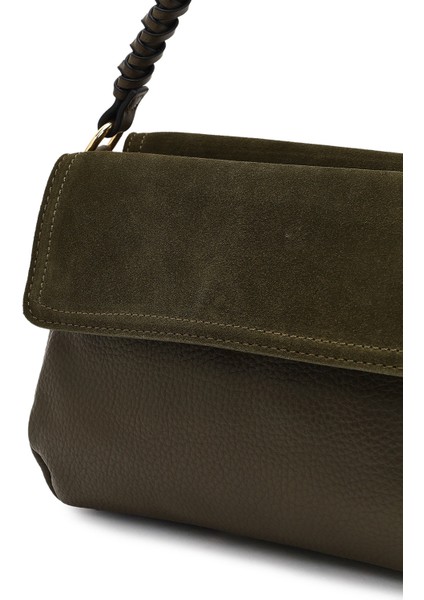 Kadın Haki Uzun Askılı Süet Deri Omuz Çantası 25WBD253314