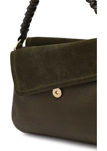 Kadın Haki Uzun Askılı Süet Deri Omuz Çantası 25WBD253314