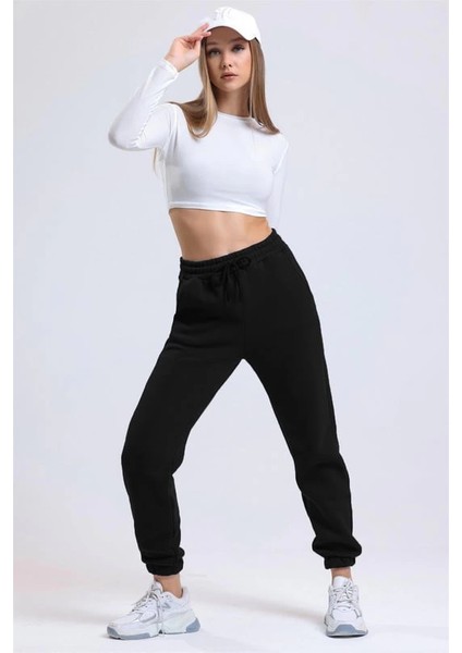 3 Iplik Şardonlu Paça Lastikli Eşofman Siyah fiyatları