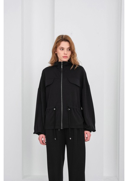 Siyah Kadın Boydan Fermuarlı Dik Yakalı Premium Modal Alt-Üst Takım fiyatları