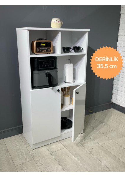 Parla Kahve Köşesi Çok Amaçlı Dolap Kiler Dolabı Mutfak Bangosu Erzak Dolabı Bölmeli 72 cm