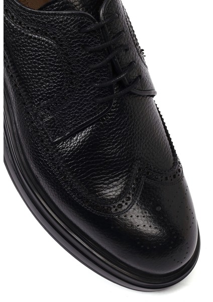 Erkek Siyah Bağcıklı Kalın Tabanlı Deri Casual Ayakkabı 25WFD6042FT