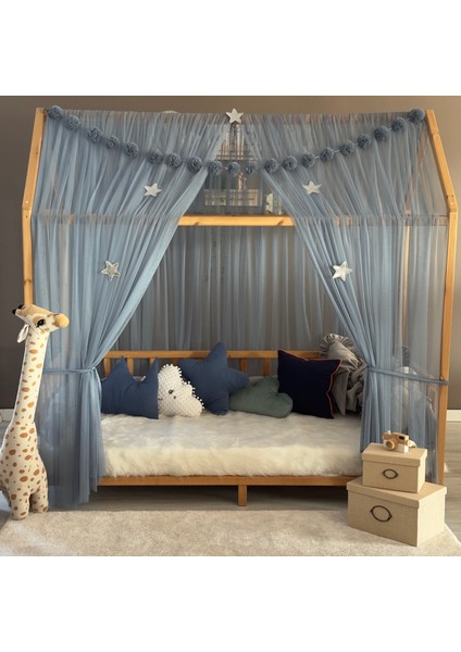 Indigo Çift Perdeli Montessori Yatak Cibinliği