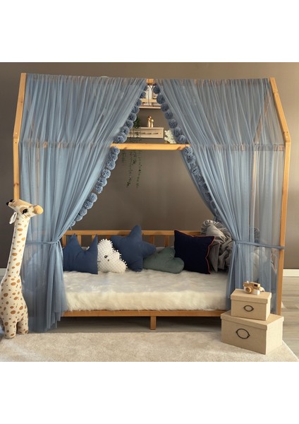 Indigo Çift Perdeli Montessori Yatak Cibinliği