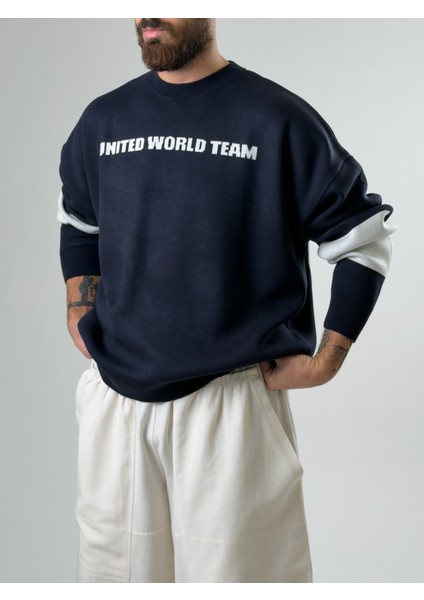 Oversize New York Erkek Lacivert Triko COC2597