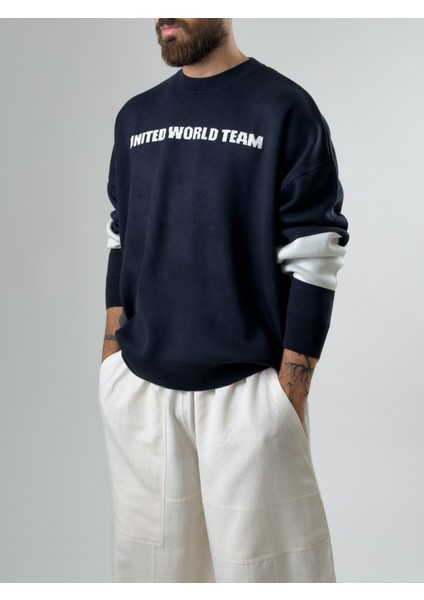 Oversize New York Erkek Lacivert Triko COC2597 modelleri