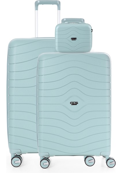 Bagist 5242 Polipropilen Körüklü Battal Boy Valiz + Körüklü Orta Boy Valiz + Makyaj Çantası 3 Lü Set