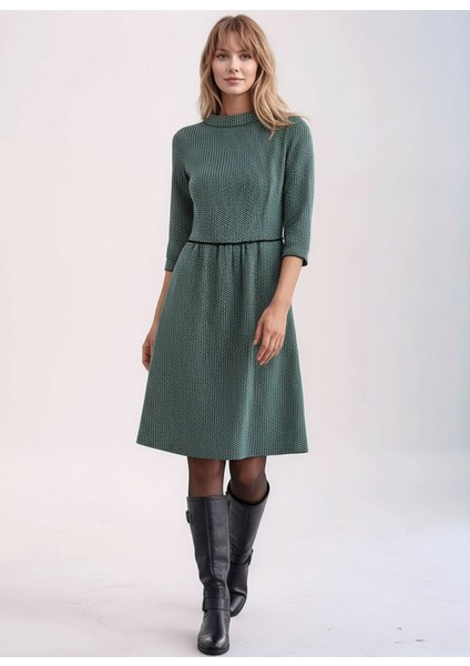 Kadın Degaje Yaka Uzun Kollu Cepli Büyük Beden Curve Şık Elbisesi