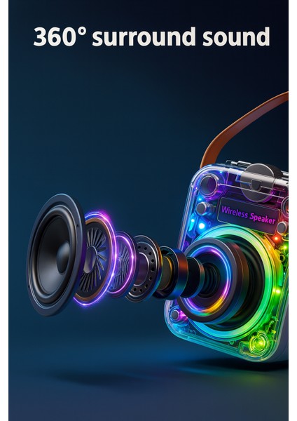Işıklı Bluetooth Hoparlör Ses Bombası – USB / Sd Kart / Aux / Fm Radyo / Tws Destekli fırsatları