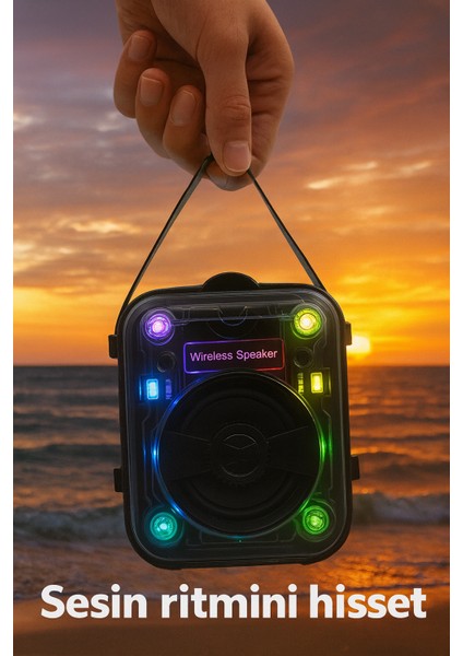 Işıklı Bluetooth Hoparlör Ses Bombası – USB / Sd Kart / Aux / Fm Radyo / Tws Destekli