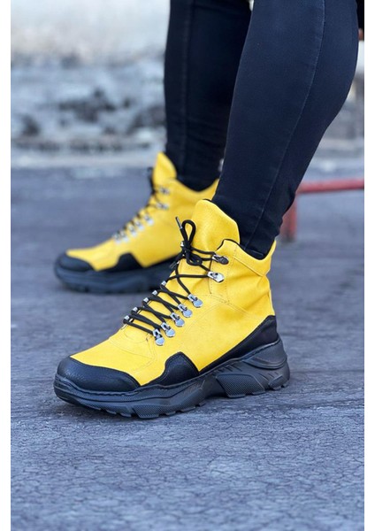 Sarı-Siyah Renk Uzun Bağcıklı Bot fiyatları