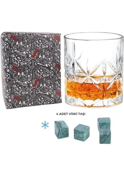 330 cc Paris Serisi Büyük Kadeh Viski Bardağı ve 4 Adet Viski Taşı Hediyeli modelleri