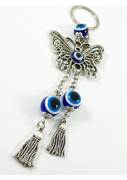Özel Tasarım Nazarlı Metal Kelebek Salkım Zincir Anahtarlık, Püsküllü Hediyelik Anahtarlık modelleri