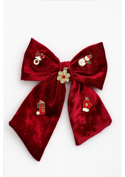 Yılbaşı Figürleri Charm Süslü Kadife Fiyonk Toka indirimleri