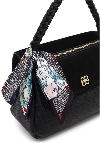 Kadın Siyah Uzun Askılı Süet Deri Omuz Çantası 25WBD253314