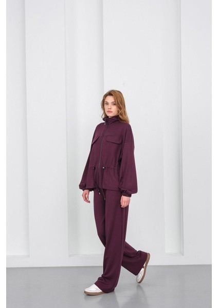 Mürdüm Kadın Boydan Fermuarlı Dik Yakalı Premium Modal Alt-Üst Takım modelleri