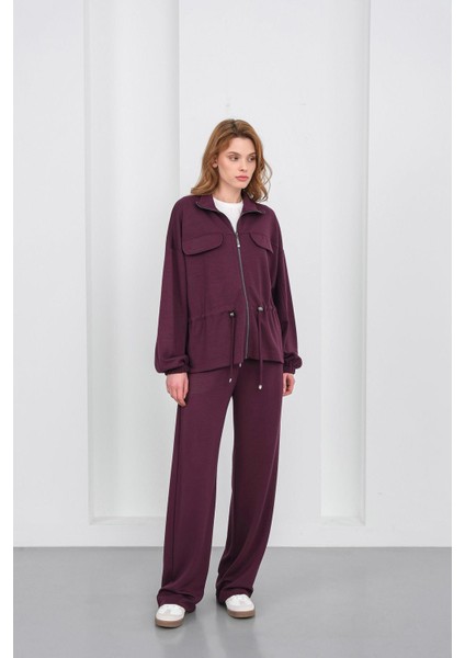 Mürdüm Kadın Boydan Fermuarlı Dik Yakalı Premium Modal Alt-Üst Takım fırsatları