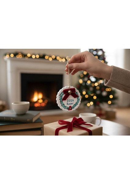 2026 El Yapımı Seramik Yılbaşı Ağacı Süsü – Kadife Kurdele ve Çan Detaylı fırsatları