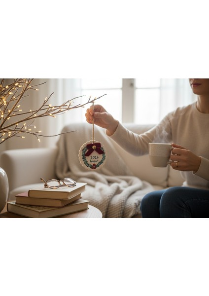 2026 El Yapımı Seramik Yılbaşı Ağacı Süsü – Kadife Kurdele ve Çan Detaylı indirimleri