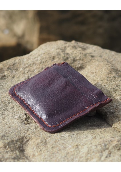 Basit Deri Erkek Kartlık - Hakiki Dana Derisi - El Işçiliği