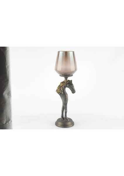 Smoke Uzun At Figürlü Mumluk 12X41 cm