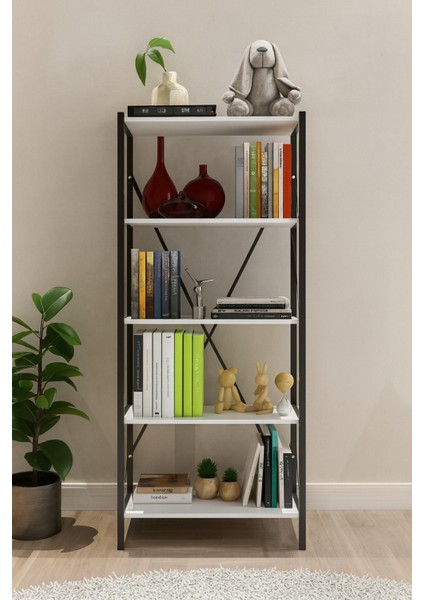 Çok Amaçlı 5 Raflı Metal Kitaplık