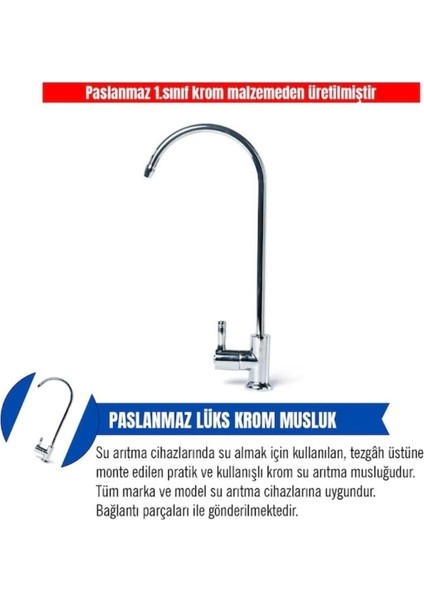 Su Arıtma Cihazı Lüx Krom Musluk Tüm Markalara Uyumludur fiyatları