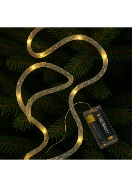 Parıltılı Şerit LED Işık Zinciri 2 Metre – Sarı Işık, Pil ile Çalışan Dekoratif Aydınlatma