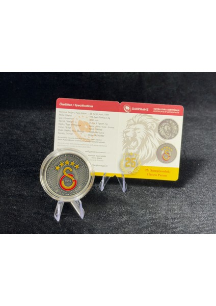 Galatasaray – 25. Şampiyonluk Gümüş/okside Hatıra Sikkesi (Darphane, 925 Ayar, Mineli) fırsatları