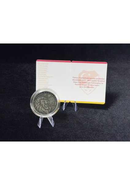 Galatasaray – 25. Şampiyonluk Gümüş/okside Hatıra Sikkesi (Darphane, 925 Ayar, Mineli)