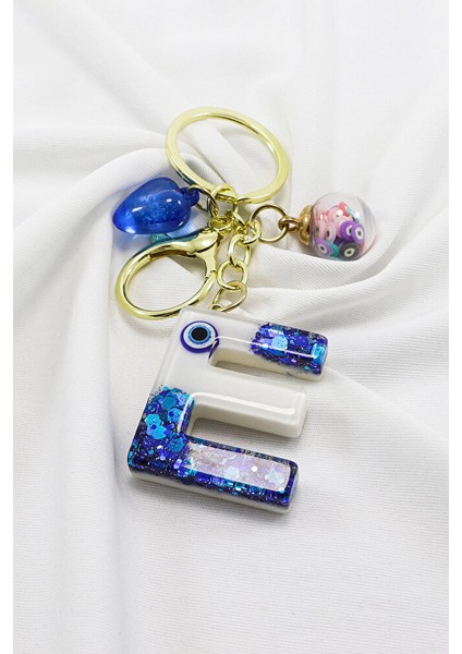 Renkli Epoksi E Harfi Anahtarlık, Hediyelik Nazarlı Çanta Süsü fiyatları