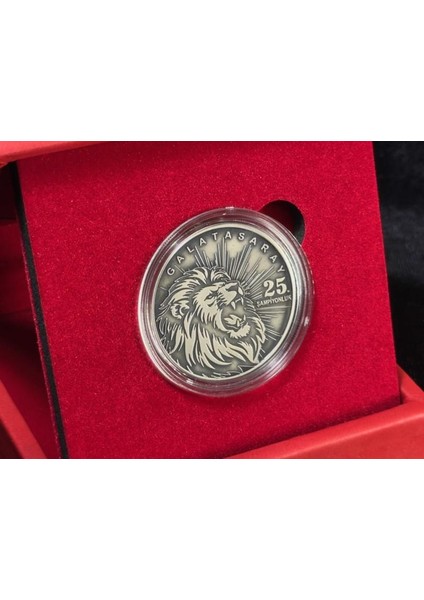 Galatasaray – 25. Şampiyonluk Özel Deri Kutulu Hatıra Para Gümüş/okside Sikkesi (Darphane, 925 Ayar) fiyatları