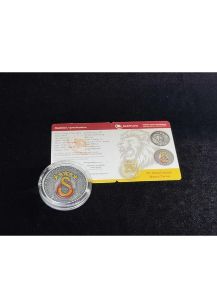 Galatasaray – 25. Şampiyonluk Özel Deri Kutulu Hatıra Para Gümüş/okside Sikkesi (Darphane, 925 Ayar) modelleri