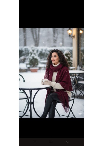 Kadın Bordo Püsküllü Geniş Omuz Şal-Atkı fiyatları