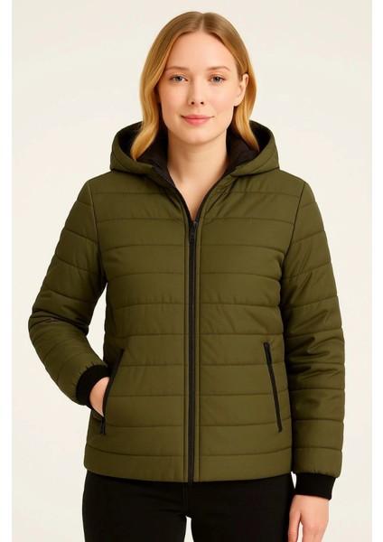 Şişme Kapüşonlu Fermuarlı Mont Su Itici Kapitone Astarlı Kumaş Cepli Kışlık Rahat Kalıp - modelleri