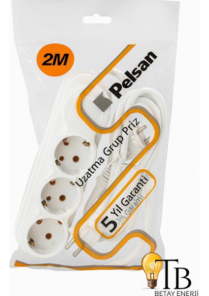 3’lü Uzatma Grup Priz Çocuk Korumalı 2 mt