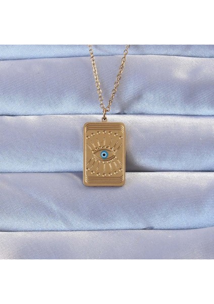 316L Altın Renk Işlemeli Nazarlı Göz Model Vintage Kolye fiyatları
